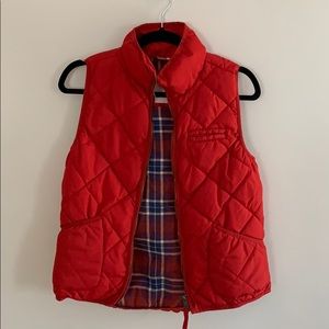 Red quilted vest